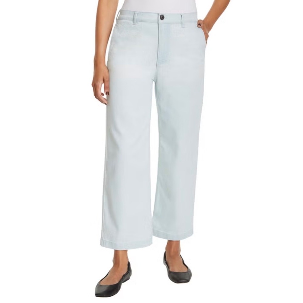 Ella Moss Womens Wide Leg Crop Pants Light Wash Blue Denim •4• Coastal Grandma